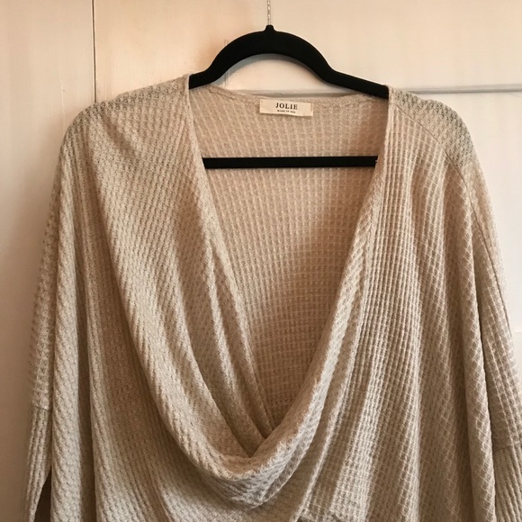 Jolie Scoop Neck Waffle Knit Cropped Sweater Top - Picture 4 of 8